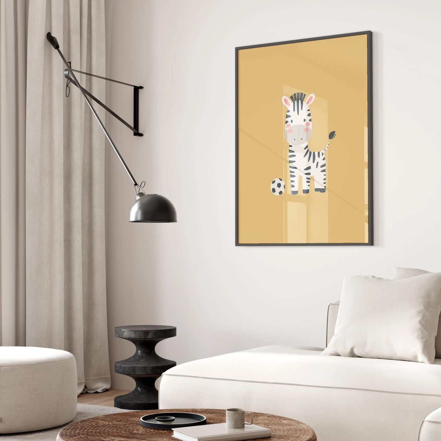 Soccer Zebra Nursery Canvas Wall Art, Safari Sports Decor for Kids Room