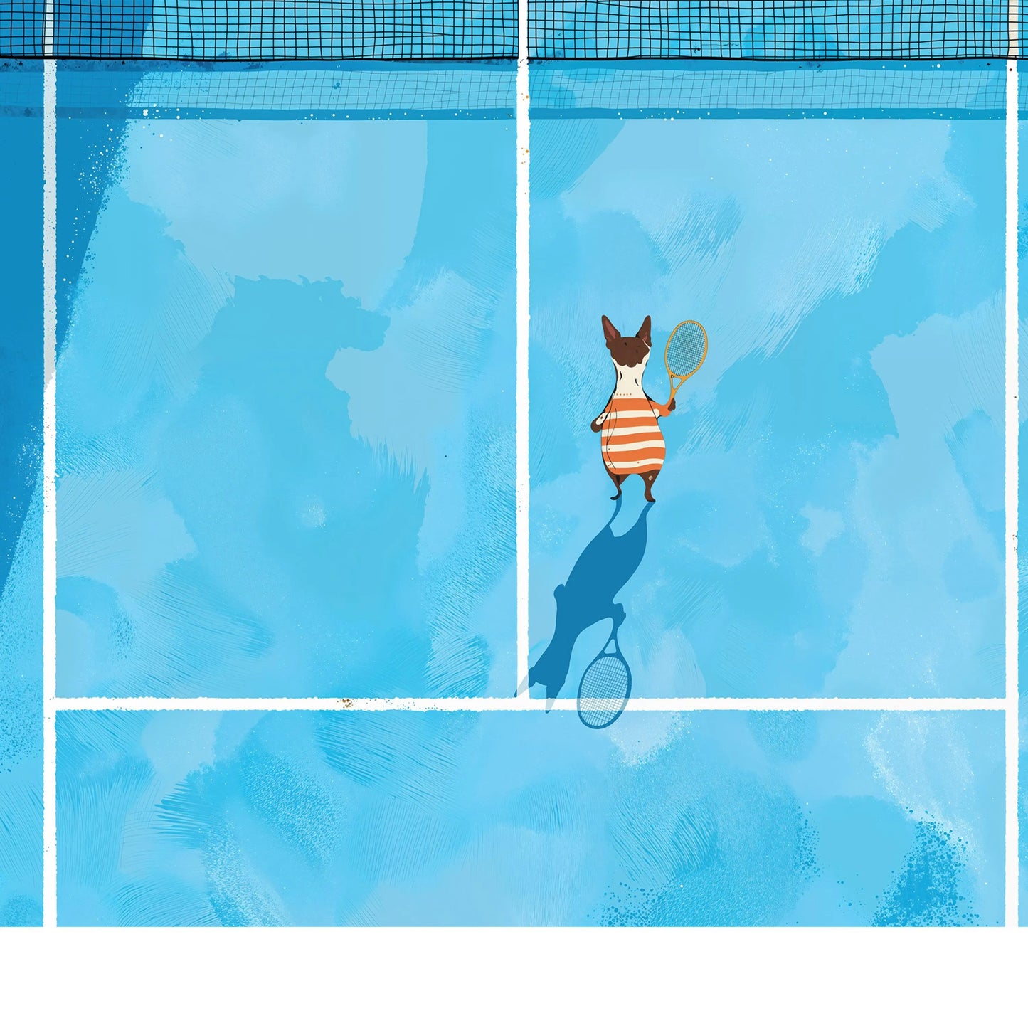 Tennis Dogs Canvas Wall Art, Minimalist Court Print, Modern Dog Sports Decor