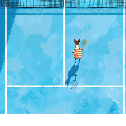 Tennis Dogs Canvas Wall Art, Minimalist Court Print, Modern Dog Sports Decor
