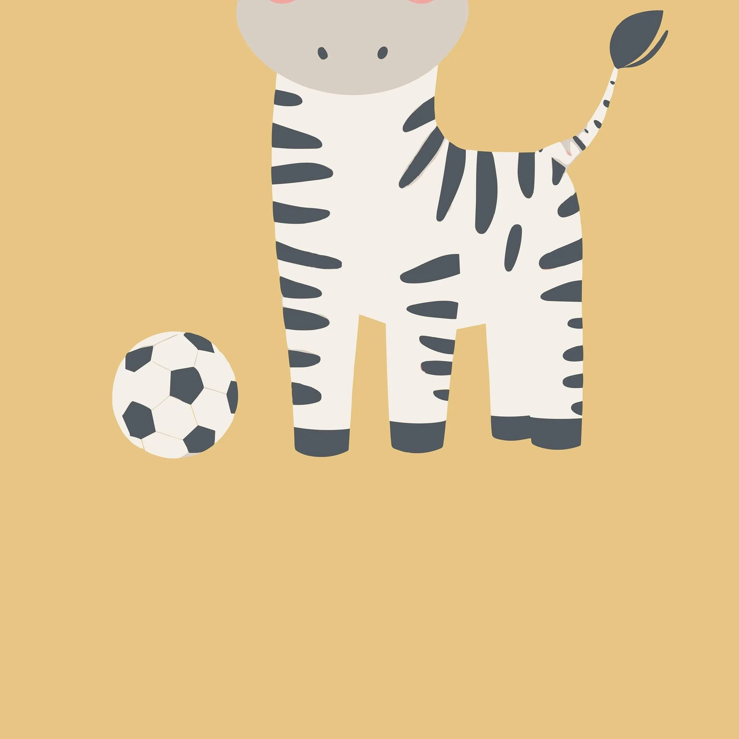Soccer Zebra Nursery Canvas Wall Art, Safari Sports Decor for Kids Room