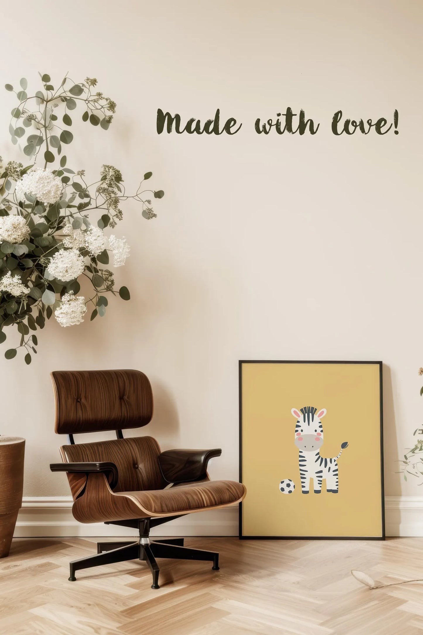 Soccer Zebra Nursery Canvas Wall Art, Safari Sports Decor for Kids Room
